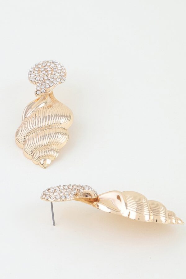Bejeweled Conch Shell Earrings with Crystal Spiral