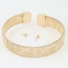 Cubic Bar Chain Choker Necklace with Ball Studs