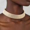 Cubic Bar Chain Choker Necklace with Ball Studs