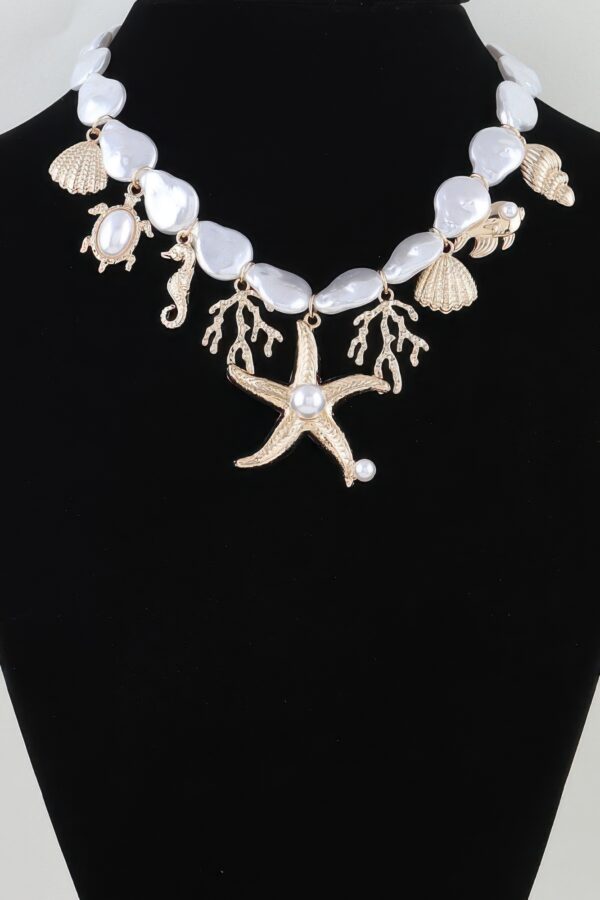 Under-the-Sea Multi Charm Beaded Necklace with Pearl-Style Beads