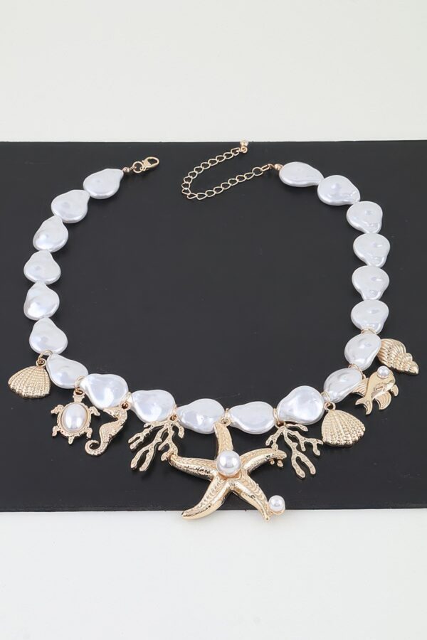Under-the-Sea Multi Charm Beaded Necklace with Pearl-Style Beads