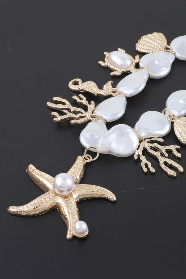 Under-the-Sea Multi Charm Beaded Necklace with Pearl-Style Beads