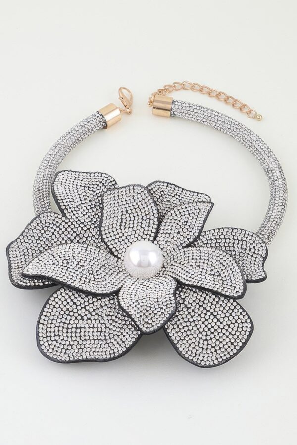 Blooming Flower Bejeweled Choker Necklace