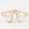 Pearl Open Cuff Bracelet – Polished Metal Oval Accents