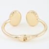 Pearl Open Cuff Bracelet - Polished Metal Oval Accents