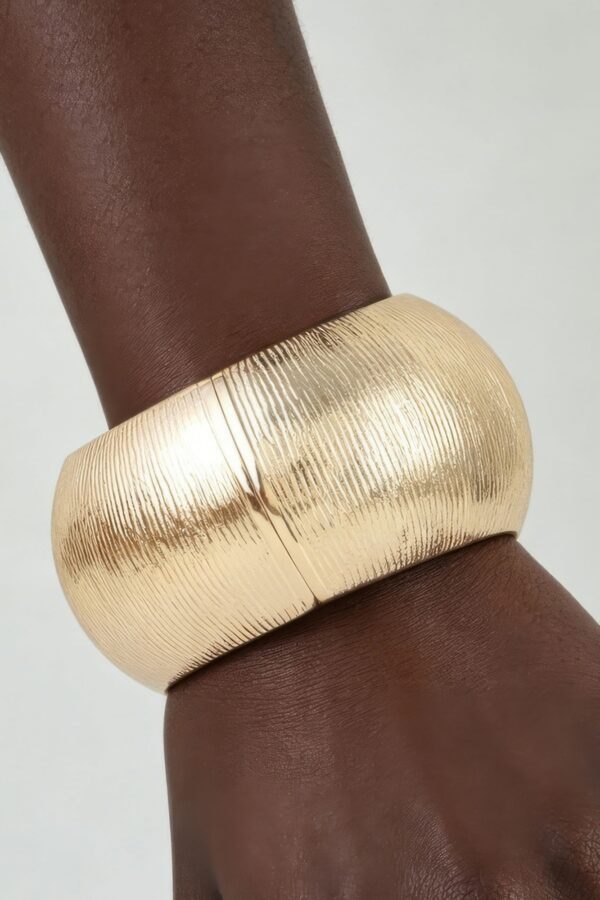 Polished Dome Cuff Bracelet - Engraved Detail