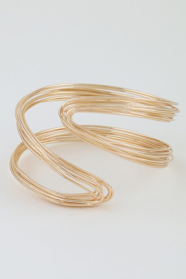Sculptural Multi-Wire Open Cuff Bracelet - Gold/Silver
