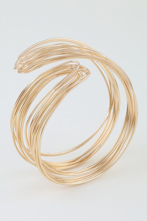 Sculptural Multi-Wire Open Cuff Bracelet - Gold/Silver