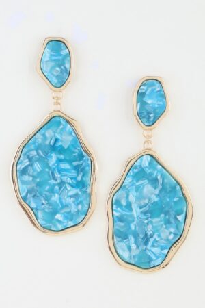 Abstract Crystal Drop Earrings with Textured Stone Panels
