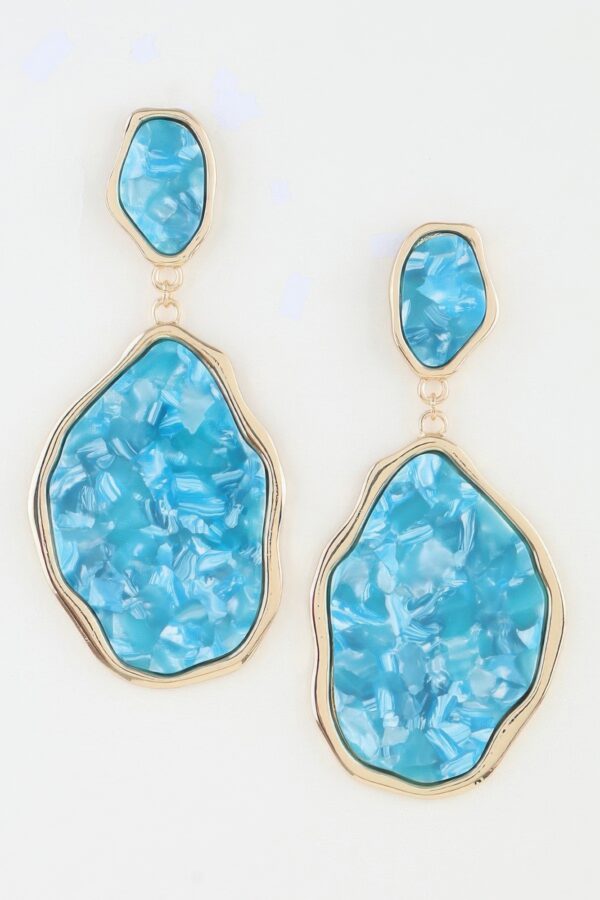 Abstract Crystal Drop Earrings with Textured Stone Panels