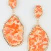 Abstract Crystal Drop Earrings with Textured Stone Panels