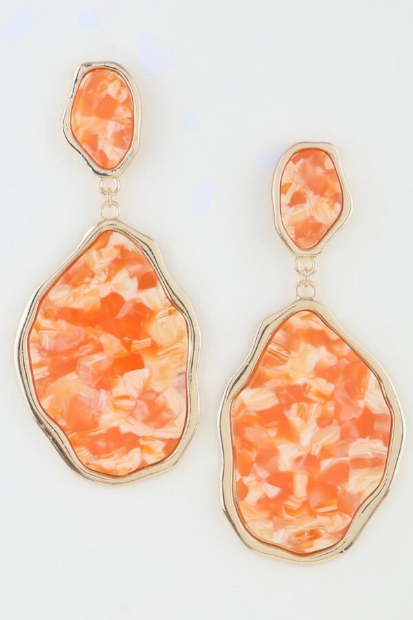Abstract Crystal Drop Earrings with Textured Stone Panels