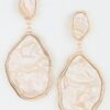 Abstract Crystal Drop Earrings with Textured Stone Panels