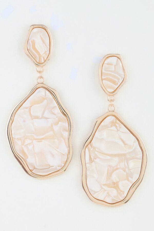 Abstract Crystal Drop Earrings with Textured Stone Panels