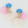 Multi Stone Scale Flower Earrings – Scalloped Petal Drops