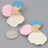 Multi Stone Scale Flower Earrings - Scalloped Petal Drops