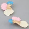 Multi Stone Scale Flower Earrings - Scalloped Petal Drops