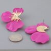 Multi Stone Scale Flower Earrings - Scalloped Petal Drops