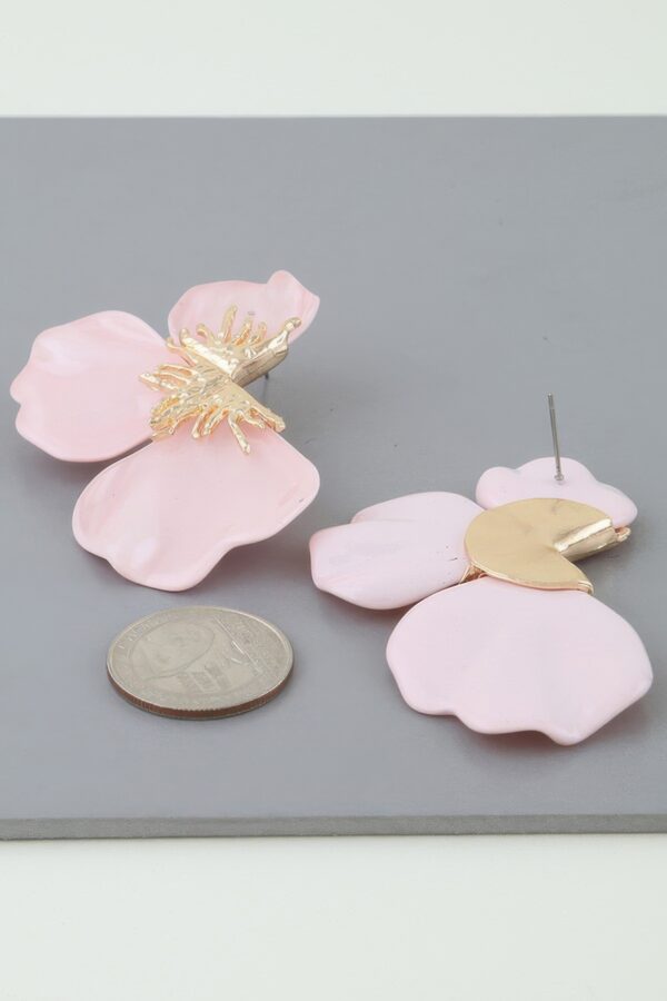 Multi Stone Scale Flower Earrings - Scalloped Petal Drops