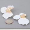 Multi Stone Scale Flower Earrings - Scalloped Petal Drops