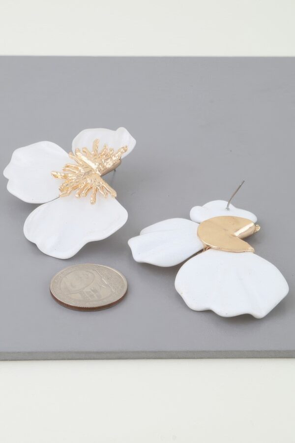 Multi Stone Scale Flower Earrings - Scalloped Petal Drops