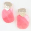 Marble-Inspired Drop Earrings with Hammered Metal Top
