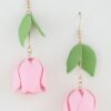 Rose Drop Earrings with Sculpted 3D Rose Pendant