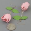 Rose Drop Earrings with Sculpted 3D Rose Pendant