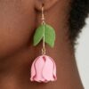 Rose Drop Earrings with Sculpted 3D Rose Pendant