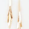 Polished Feather Drop Earrings with Elongated Chain