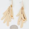 Polished Feather Drop Earrings with Elongated Chain