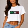 Short Sleeve Cropped Cotton Mexico Print Shirt