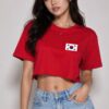 Short-Sleeve Cropped Cotton Korea 2026 Graphic Shirt