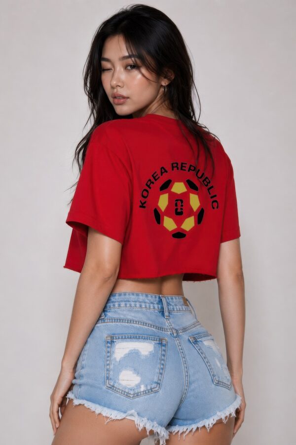 Short-Sleeve Cropped Cotton Korea 2026 Graphic Shirt