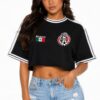 Cropped Cotton Short-Sleeve Shirt with Mexico Print
