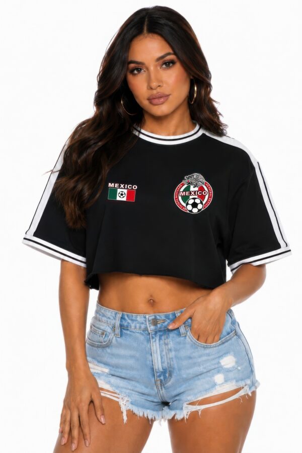 Cropped Cotton Short-Sleeve Shirt with Mexico Print