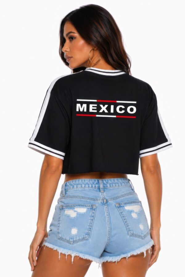 Cropped Cotton Short-Sleeve Shirt with Mexico Print