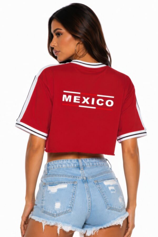 Cropped Cotton Short-Sleeve Shirt with Mexico Print
