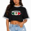 Cropped Cotton Short-Sleeve Shirt with Mexico Print