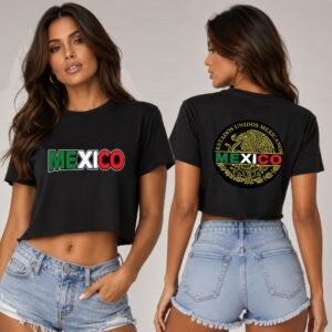 Mexico Print Cropped Cotton Tee – Raw Hem