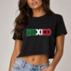 Mexico Print Cropped Cotton Tee - Raw Hem