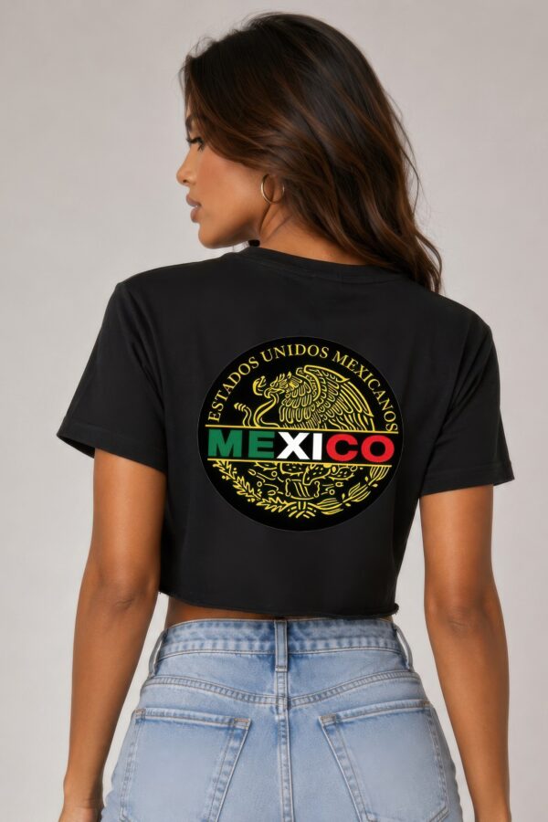 Mexico Print Cropped Cotton Tee - Raw Hem