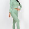 Ribbed Mock Neck Top & Leggings Set – High-Stretch Jersey