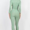 Ribbed Mock Neck Top & Leggings Set – High-Stretch Jersey