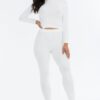 Ribbed Mock Neck Top & Leggings Set – High-Stretch Jersey