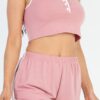 French Terry Cropped Tank & Shorts Set – Button Front with Contrast Trim