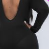 Plus-Size Scoop Neck Long-Sleeve Bodycon Jumpsuit