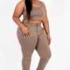 Plus Size French Terry Cropped Tank & Joggers Set – Drawstring Waist