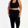 Plus Size French Terry Cropped Tank & Joggers Set – Drawstring Waist