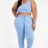 Plus Size French Terry Cropped Tank & Joggers Set – Drawstring Waist